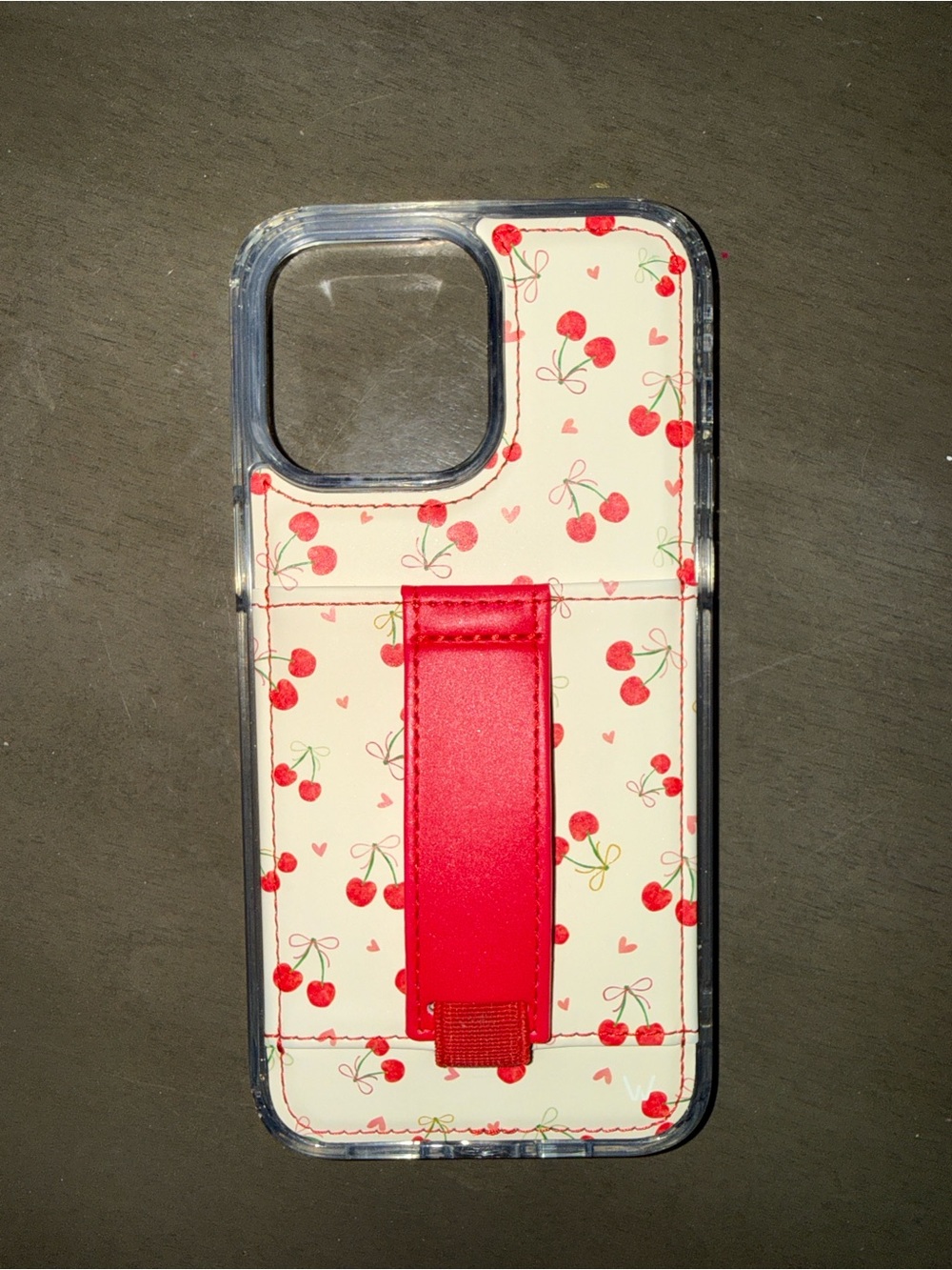 Cherry Print Phone Case with Red Strap - Stylish Grip